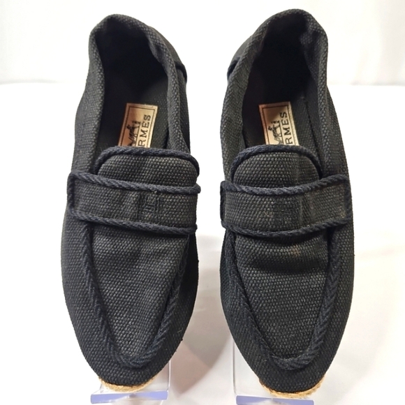 Hermes Black Espadrilles Loafers Size 36 - Picture 1 of 9